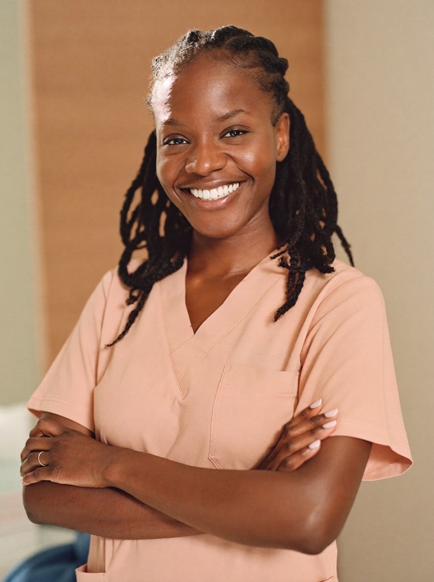 Dr. Amara Osei smiling in the Brightside studio